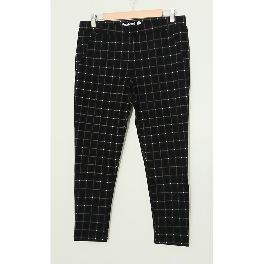 Betabrand Pants Women's‎ Size LP Black Petite Plaid Skinny Leg Two Pocket NEW